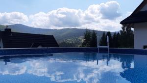 una piscina con vistas a las montañas en Zawoja Domki z Jacuzzi, en Zawoja