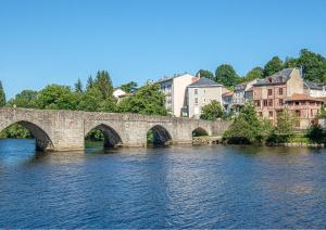 a stone bridge over a river in a city at Logement cosy en hyper-centre in Limoges