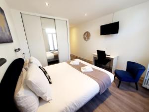 TV a/nebo společenská místnost v ubytování Logis Hôtel Belle Etoile Vichy