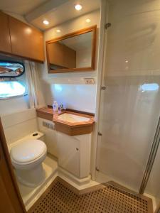 a small bathroom with a toilet and a sink at Yacht Cantieri Sarnico 60 feet in Cannigione