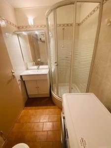 a bathroom with a shower and a toilet and a sink at Les Hauts YourHosHelper in Saint-Cyr-sur-Mer