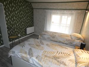 1 Schlafzimmer mit 2 Betten und einem Fenster in der Unterkunft chez Flo in Thann