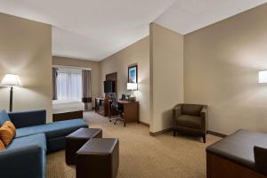une chambre d'hôtel avec un canapé et un lit dans l'établissement Comfort Suites Hummelstown - Hershey, à Hummelstown