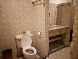 a bathroom with a toilet and a sink at Legacy Mansion + coffee bar in Iloilo City