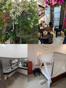 a collage of photos with flowers and a room at Flower Shade Villa in Weligama