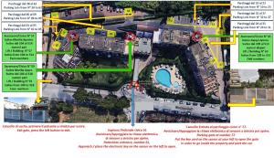 a map of the site with descriptions of the amenities at Suites Marilia Apartments - Suite Livorno Holiday Home Group in Livorno