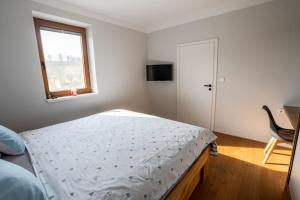 Postel nebo postele na pokoji v ubytování Rodinný apartmán v srdci Krkonoš