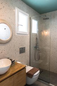 A bathroom at V-rooms in Milos Cyclades