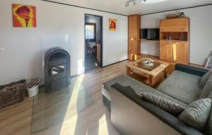 ein Wohnzimmer mit einem Sofa und einem Kamin in der Unterkunft Beautiful Home In Oberelbert With 2 Bedrooms in Oberelbert