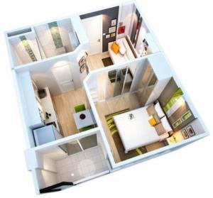 a rendering of a small apartment at Plus condominium 2 kathu in Ban Thung Thong