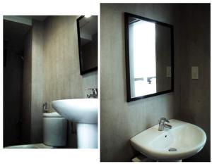 two pictures of a bathroom with a sink and a mirror at MGG CASA DELA PLAYA in Boracay