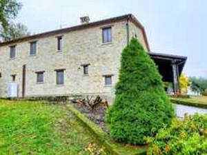 a pine tree in front of a building at A casa di Annarella in Urbino