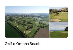 un collage de photos d'un parcours de golf dans l'établissement Au coeur d'Omaha Beach- Colleville-sur-Mer- Gîte 2, à Colleville-sur-Mer