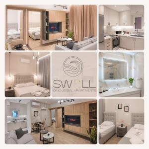 un collage de fotos de una habitación de hotel en Swell Oinousses Apartments, en Oinoússai