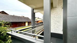 a view from a window of a train station at BeeFree Thermen und Golf3 I Free Parking I Balcony in Pocking