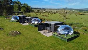 an overhead view of four domes in a field at Glamping Boutique Domes in Articlave