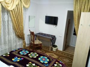 a bedroom with a bed and a desk and a television at SAMARKAND AMIRA in Samarkand
