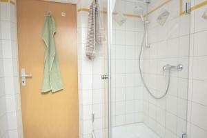 a bathroom with a shower and a shower at RT01-RI Apartment in Roth in Roth