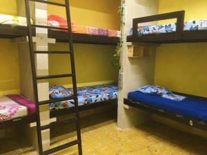 מיטה או מיטות קומותיים בחדר ב-Hostal Republic