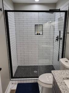 La salle de bains est pourvue d'une douche, de toilettes et d'un lavabo. dans l'établissement The Silver Star, à Atlanta