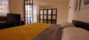 ein Schlafzimmer mit einem großen Bett und einem TV in der Unterkunft Hotel Maeva in Huichapan