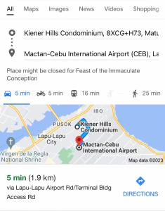 a screenshot of a cell phone with a map of korea at The Family Suite at the Mactan Airport in Pusok