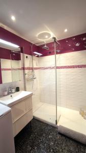 La salle de bains est pourvue d'une douche et d'un lavabo. dans l'établissement SUNSET GARDEN - Roof Top 45 m2 Vue Mer / Cap Canaille, à Cassis