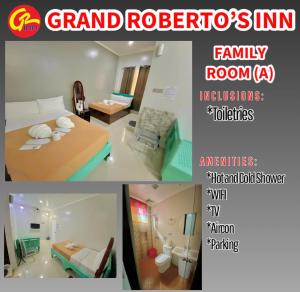 uma colagem de três fotografias de um quarto em Grand Roberto's Inn em Bangued