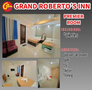 un collage di tre foto di una stanza di Grand Roberto's Inn a Bangued