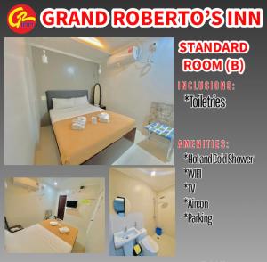 a collage of three pictures of a room at Grand Roberto's Inn in Bangued