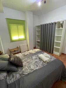 a bedroom with a large bed and a window at Precioso apartamento rural con patio in Caudete