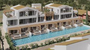 an artist rendering of a villa with a swimming pool at Sidari Waterpark in Sidari