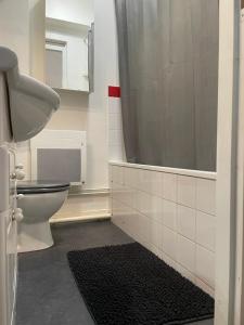 un bagno con wc e doccia di Les yeux du lac a Gérardmer