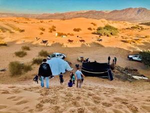 瓦迪穆薩的住宿－Petra Desert Dream Hotel，一群人走在沙漠中
