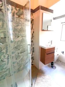 a bathroom with a shower and a sink at Casa del Cigno in Monterotondo +24 photos