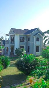 a large white house with a yard with trees at Shimbo Homes in Kutani