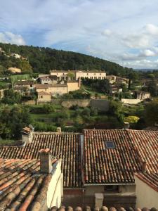 vista su una città con case e tetti di Charmant Duplex au cœur du village a Cotignac