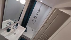 a bathroom with a sink and a shower and a mirror at Tiny&Green House in Ivry-sur-Seine +10 photos