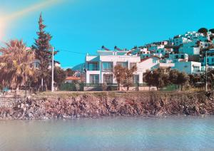 a house on a hill next to a body of water at Villa Kayacık in Dalaman