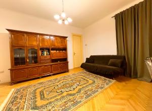 a living room with a couch and a entertainment center at Ultracentral Apartment 4 rooms - Old City Center -120 square meters - in Bucharest