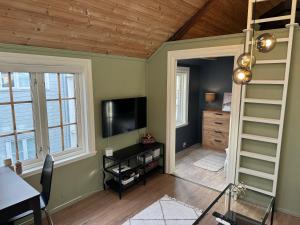 TV a/nebo společenská místnost v ubytování Cozy backyard apartment