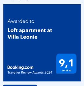 Sertifikat, penghargaan, tanda, atau dokumen yang dipajang di Loft apartment at Villa Leonie
