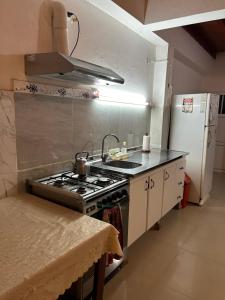 a kitchen with a stove and a refrigerator at Amplio monoambiente in Bella Vista