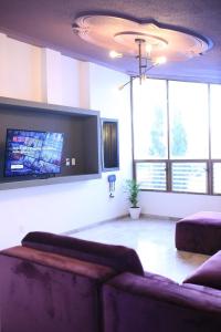 Телевизор и/или развлекательный центр в Hostal Casa Violeta