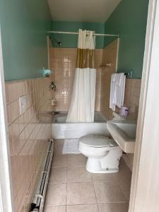 ein Badezimmer mit einem WC, einer Badewanne und einem Waschbecken in der Unterkunft Your Motel in Ypsilanti
