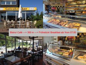 dos fotos de un restaurante con una panadería en HertenFlats - Rooms & Apartments - Kreis Recklinghausen, en Herten