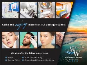 a collage of pictures of a hotel room at Wilderness Waters Boutique Suites - Adults Only in Wilderness
