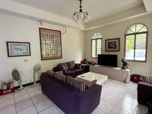 a living room with two couches and a tv at Raisinay in Nanzhuang