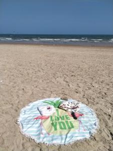 a kite laying on the sand on a beach at WINDY HILL VŨNG TÀU HOMESTAY in Vung Tau