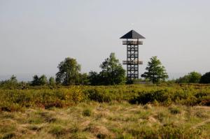 una torre de agua en medio de un campo en Lilulodge en Stavelot